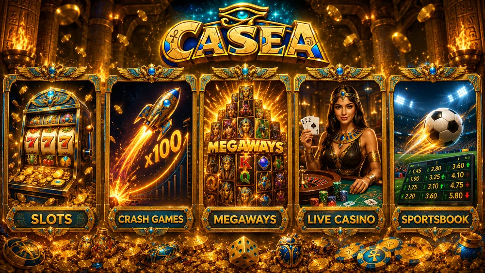 Le sale di Casea: slot, crash game, Megaways, live casino e scommesse